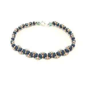 Handmade, Beaded Teal & Gold Bracelet